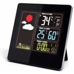 Station Météo sans fil Noir - Ecran LCD couleur - Radiopilotée - Capteur extérieur