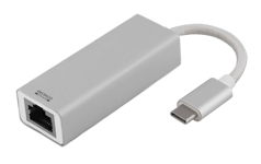 DELTACO – PRIME USB-C-verkkosovitin, Gigabit, RJ45, alumiinia, hopea (USBC-1077)