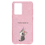 Coque Iphone 12 MINI paillettes rose Chat licorne personnalisee