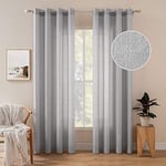 MIULEE 2 Panneaux Rideaux Lin Imitaion Rideau De Fenêtre Semi-Transparents Lisse Élégant Décoration Panneaux Voile De Fenêtre Durable Traitement pour Chambre Salon Balcon 140x215(L X H) Gris Clair