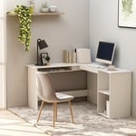 Bureau Angular avec une section coulissante pour le clavier en bois de haute qualité Couleur : BLANCHE