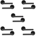 Infinity Decor Lot de 5 poignées de porte droites en T sur loquet à levier à ressort en noir mat – Idéal pour un usage résidentiel et de bureau