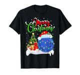 Xmas Tree Lights Santa Hat Bowling Ball Christmas T-Shirt