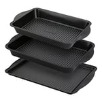 Prestige Aerolift Lot de 3 plaques de cuisson antiadhésives pour four - Passe au lave-vaisselle - Avec poignées extra larges - En acier au carbone durable