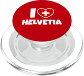 I Love Helvetia with Swiss Switzerland Flag and Heart PopSockets PopGrip pour MagSafe