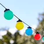 Lights4fun Guirlande Guinguette avec 30 LED Multicolore sur Cable Noir pour Exterieur