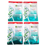 4 x Garnier SkinActive Pure Active Sheet Mask Tea Tree&Salicylic Acid Pack Of 4