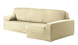 Eysa Aquiles Élastique Chaise Longue Droite, Vue frontale, Polyester Coton, Écru, 43x37x14 cm