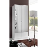 Armoire penderie DINGLE 2 portes miroirs largeur 91 blanche