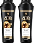 Schwarzkopf - Gliss - Shampoing Ultimate Repair - Cheveux secs/très abîmés - 89% d'ingrédients d'origine naturelle - Flacon de 250ml (Lot de 2)