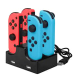 Nintendo Switch-laddare med handtagsladdningsstation - 4 i 1, USB-kabel, 2 USB-portar KLB