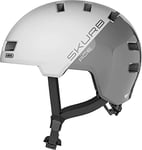 ABUS Casque de ville Skurb ACE - Casque de vélo stylé pour le quotidien, le skate, le BMX ou le longboard - argent/blanc, taille L