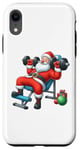 Coque pour iPhone XR Père Noël Haltérophilie Gym Funny Christmas Fitness Training