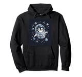 Cute Penguin in Space Floating Among Stars Apparel Pullover Hoodie