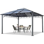 Tonnelle de Jardin 4x4 m Structure en Aluminium Toit Polycarbonate épaisseur env. 8 mm pavillon de Jardin Rideaux Non Inclus - gris