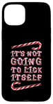 Coque pour iPhone 15 Plus It's Not Going To Lick Itself. Bâton de sucre d'orge amusant pour Noël