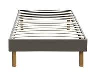 Nuits D'or Mina - Solide et Confortable Sommier Tapissier Gris + Pieds en 20 cm pour Matelas en 120x200-13 Lattes - Montage Rapide et Facile