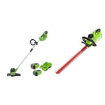 Greenworks 40V Coupe Bordure sans Fil pour Jardins Moyens, Hauteur Réglable, Largeur de 30 cm & G40HT61 Taille-Haie à Batterie, Lame Double Action de 61 cm, Coupe Jusqu'à 27 mm