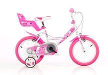 VÉLO ENFANT PETIT COEUR 16 ROSE AVEC ROUES POUPÉE LOGEMENT PANIER DINO BIKES