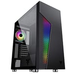 Itek MAJES 30 - Full Tower ATX PC Gaming Case, 1 Fan 12 cm, Addressable RGB Grid with Radio Frequency Remote Control, 2xUSB3, Side Panel Temp Glass (Tempered Glass Side), Black