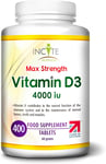 Vitamin D3 4000 IU 400 High Strength Vitamin D Tablets Vegetarian Made in the UK