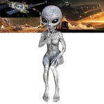 MMENG Alien Garden Statues and Figurines Outer Space Alien Dude and Babe Shelf Sitters Statue Figurine (B)