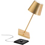 Poldina Pro Mini Lampe de Table, Lampe Portable Rechareable, IP65, Or, 30 cm - Zafferano