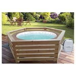 Habillage bois hexagonal pour spas et piscines gonflables - 2,63x2,09x0,71m  