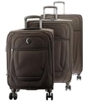 DELSEY PARIS - HELIUM DLX - Set of 3 Ultra Light Expandable Luggage Soft Suitcases - Cabin Luggage 55cm Medium Suitcase 71cm - Mocha - Large Size Suitcase 83cm - Moka