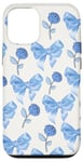 Coque pour iPhone 13 Nœud bleu clair motif roses girly esthétique