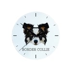 Border Collie - en geometrisk väggklocka med ett foto och en inskription från märket Art-Dog