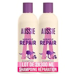 Aussie Miracle Repair Shampoing - Répare Les Cheveux Secs Et Abîmés, Sans Silicone, 2x300 ml