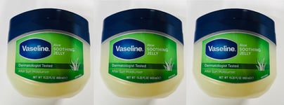 3 X Vaseline ALOE SOOTHING Petroleum Jelly (Dermatologist tested) 450ml each.