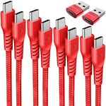 USB C to USB C Charger Cable (6Pack 0.3M+1M+2M+3M+2x Adapter) 60W STRONG Braided Type C to C Cable Fast Charging Data Lead Compatible with iPhone 15, iPad Pro 2022, MacBook Pro, Samsung S24/S23/A14