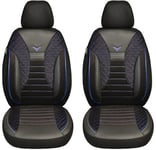 BREMER SITZBEZÜGE Housses de siège sur Mesure compatibles avec VW Caddy 4 conducteur et Passager à partir de 2015 PS806 Noir/Coutures Bleues.