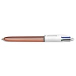 Bic Stylo bille 4 couleurs - pointe moyenne 1 mm bicolore blanc et métallisé or rose