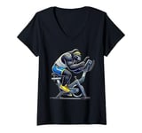 Womens Gorilla on Exercise Bike Gym Fitness Workout Training V-Neck T-Shirt