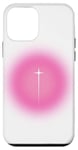 Coque pour iPhone 12 mini Pink Aura Y2K Croix de foi chrétienne