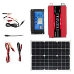 Kit de syst&egrave;me de production d'&eacute;nergie solaire, onduleur 300W 12V &agrave; 110V, panneau solaire double USB 20W, contr&ocirc;leur de Charge solaire intelligent LCD