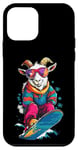 Coque pour iPhone 12 mini Animaux en snowboard- Goat on a Snowboard Snowboarding