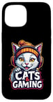 iPhone 15 White Cat with Headset Design Case