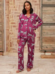 Chelsea Peers Dalmatian Maternity Pyjama Set, Burgundy