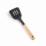 Lacor - 68282 - Spatule de cuisine nordique, Spatule perforée, Ustensiles de cuisine, Tête en nylon, Sans BPA, Antiadhésif, Poignée ergonomique en bois de hêtre, Longueur 35,3 cm