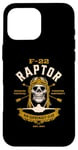 Coque pour iPhone 16 Pro Max F 22 Raptor avion avion crâne style vintage