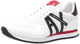 Armani Exchange Men's Sneaker Trainers, Optical White and Black, 9.5 UK