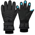 CityComfort Gants de Ski Enfant, Gant Chaud Imperméable pour Enfant Ado Garcon 6-15 Ans, Gants Thermiques Hiver Écran Tactile Neige Ski Snowboard (Noir, 6-8 Ans)