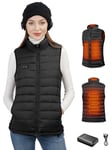 Loowoko Gilet Chauffant Avec Batterie pour Femme,Veste Chauffante Électrique avec 4 Zones de Chaleur 3 Modes, Veste Chauffante Sans Manche ultraléger,Pour intérieures et extérieures XL