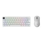 Logitech G PRO X 60 LIGHTSPEED Wireless Gaming Keyboard, Ultra Compact TKL 60% Mechanical Keyboard for PC (QWERTY UK) + PRO X SUPERLIGHT 2 LIGHTSPEED Wireless Gaming Mouse - White