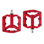 1pair Plat vélo Pédales VTT Route 3 Roulements vélo Pédales VTT Sealed pédales vélo Large Plate-Forme pedales Accessoires Vélo (Color : Red)