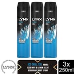 Lynx XXL Ice Chill 48-Hour High Definition Fragrance Body Spray Deo, 3x250ml